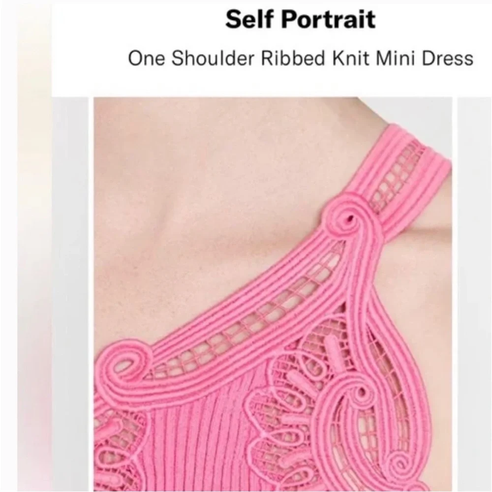 Self-Portrait pink knit ribbed mini dress - Picture 2 of 5